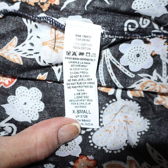 Elan VP5728 Women's Sz XS Black Botanical Print Cotton Maxi Dress - Picture 12 of 14